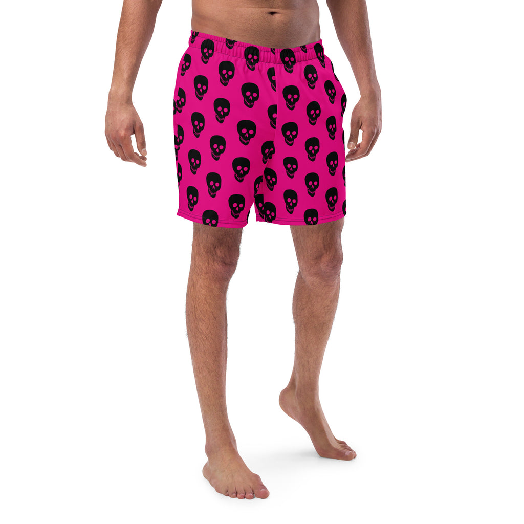 Pink Black Skull Men's swim trunks