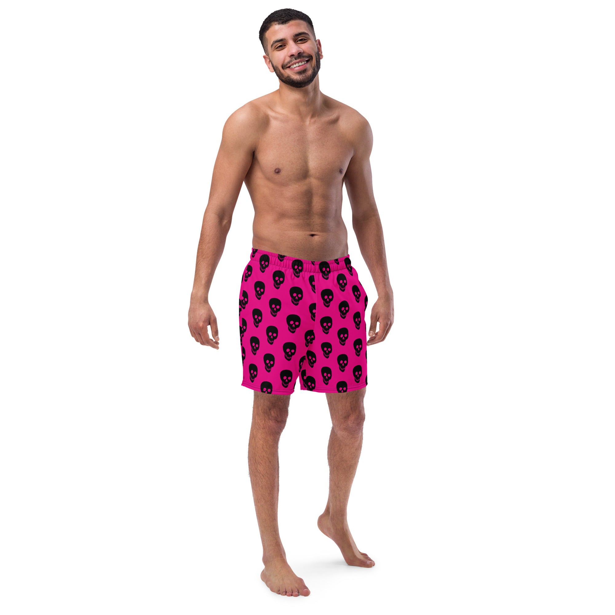 Pink Black Skull Men's swim trunks