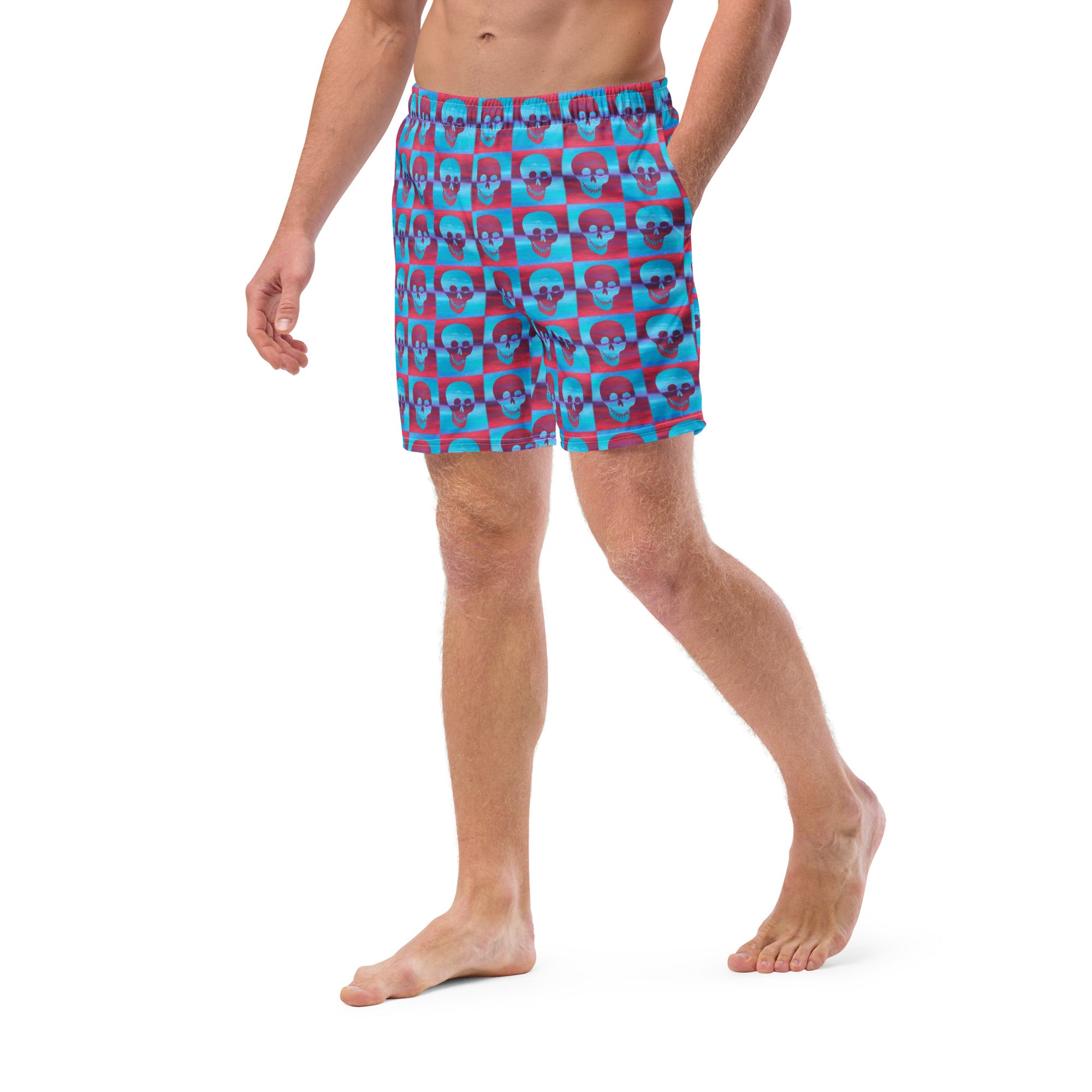 magenta Cerulean Skulls Men's swim trunks