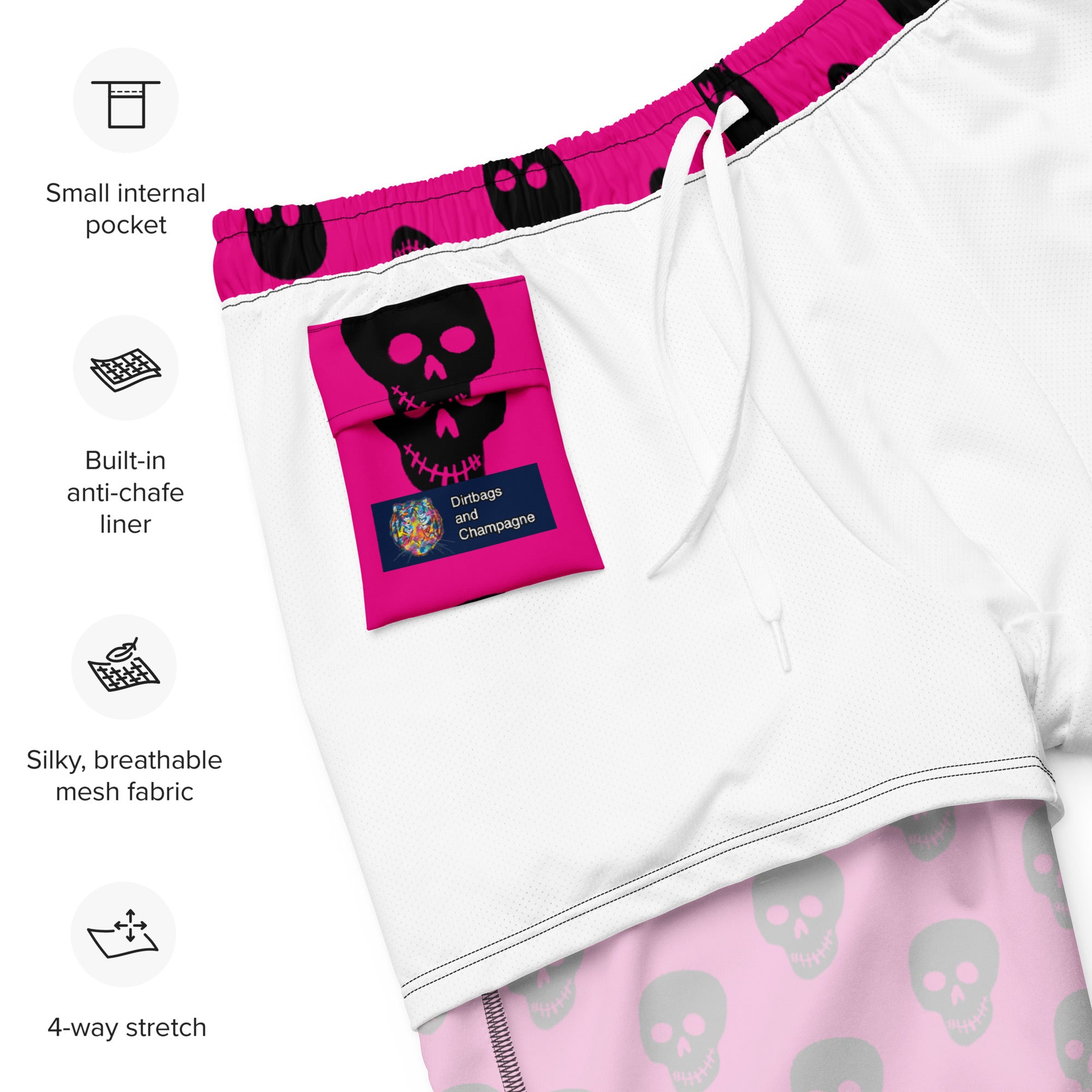 Pink Black Skull Men's swim trunks