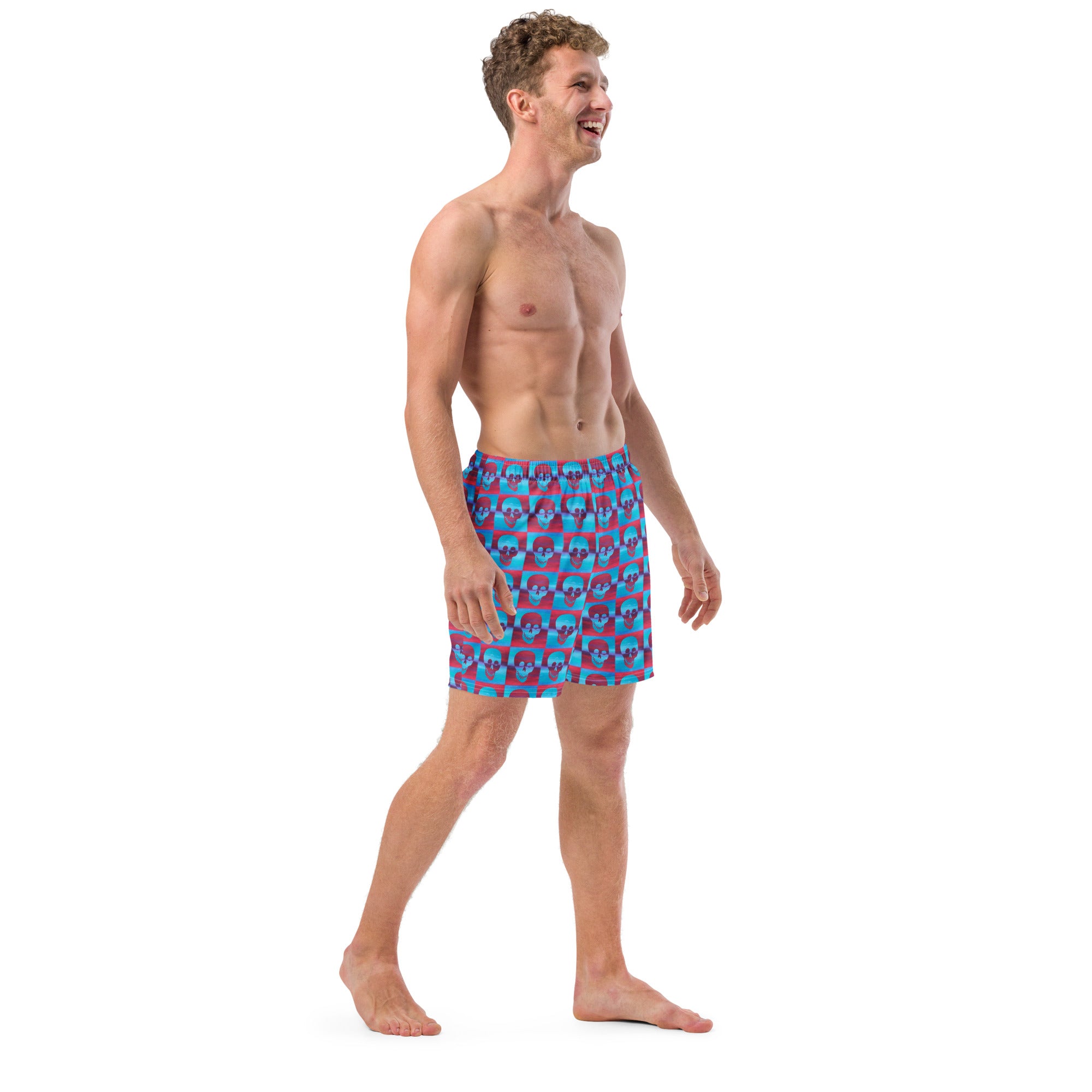 magenta Cerulean Skulls Men's swim trunks