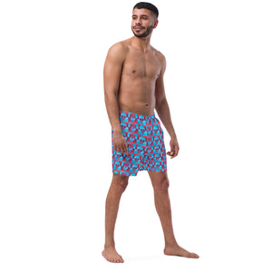 magenta Cerulean Skulls Men's swim trunks