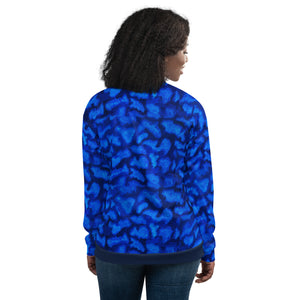 Blue Camo Unisex Bomber Jacket