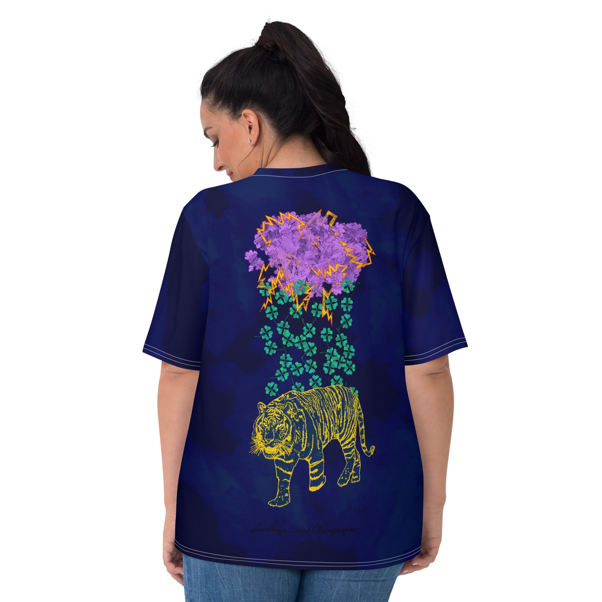 Tiger Luck Storm, Navy Painted Women's T-shirt