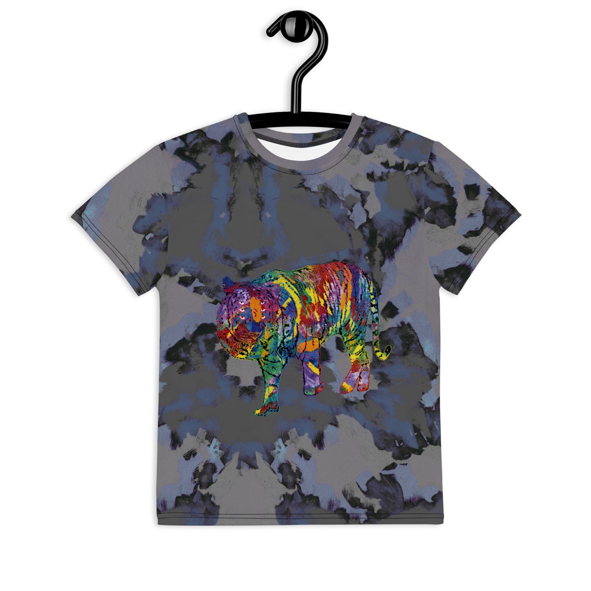 walking six eyed rainbow tiger Youth crew neck t-shirt