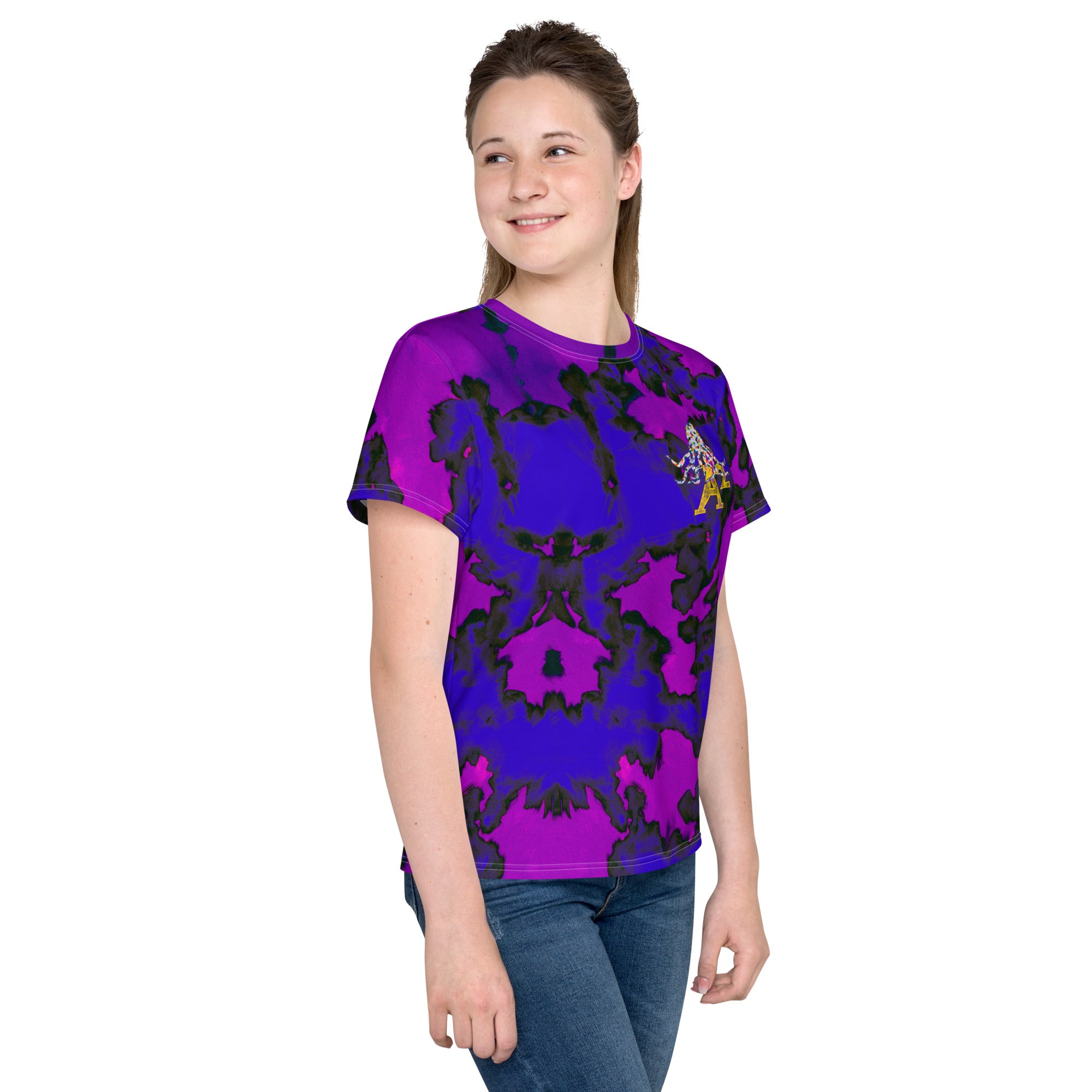 A2 Purple and Octopus Youth crew neck t-shirt