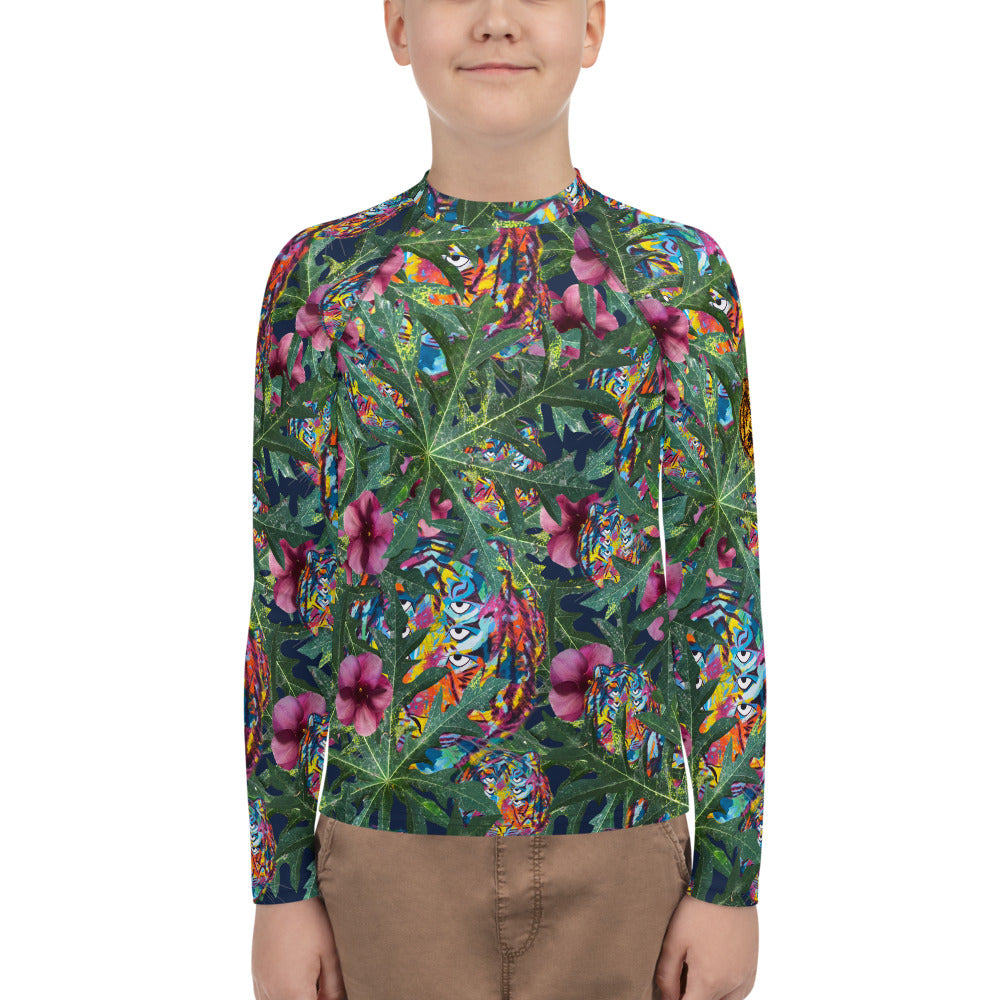 Flora and Fauna 6 Eyed Rainbow tiger Youth Rash Guard