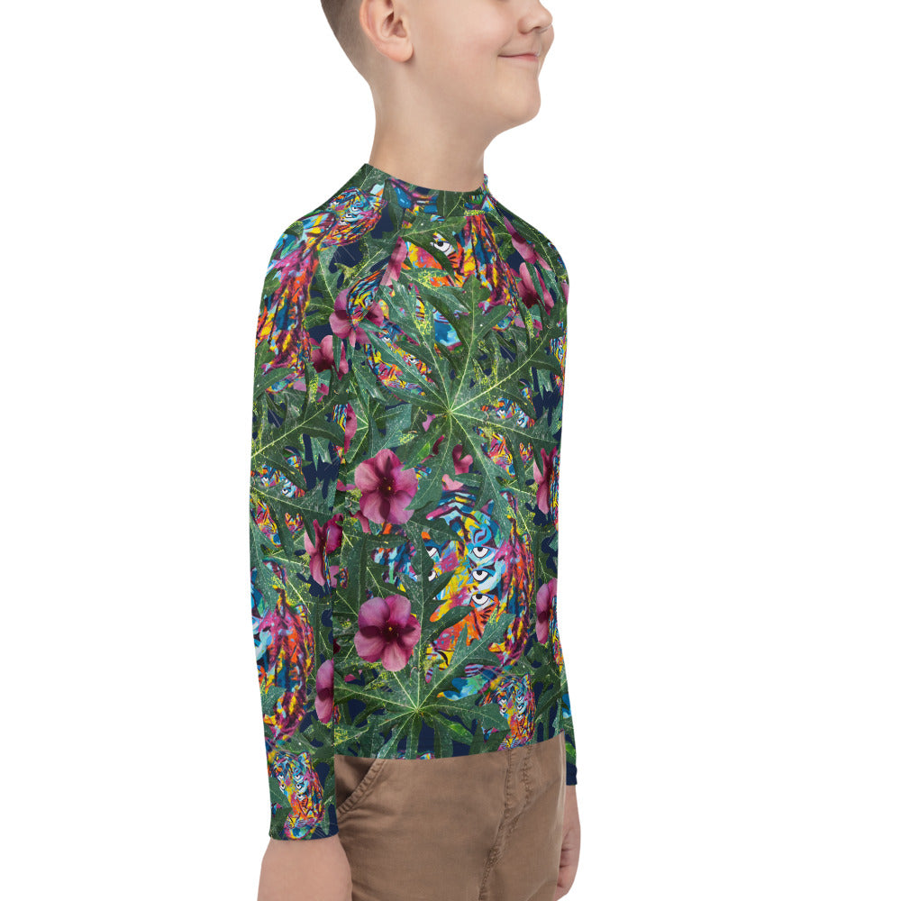 Flora and Fauna 6 Eyed Rainbow tiger Youth Rash Guard