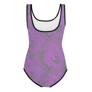 Grey Wolves Lavender  Youth Swimsuit