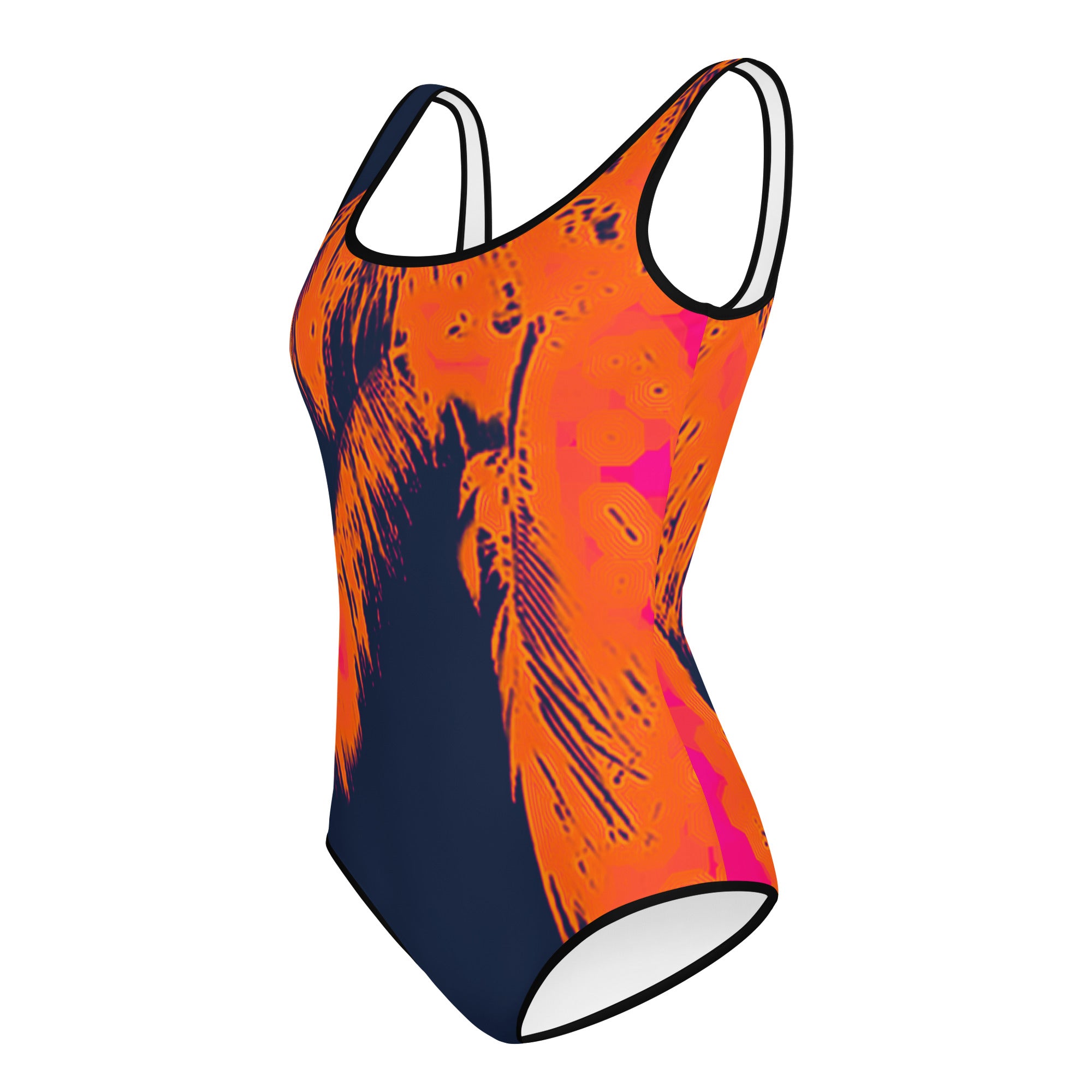 big neon palm Print Youth Swimsuit