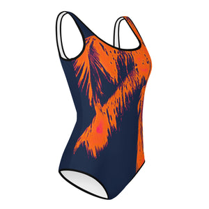 big neon palm Print Youth Swimsuit