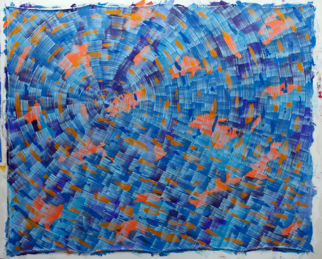 Indo orange and Cerulean wave 5ft x 6ft original painting