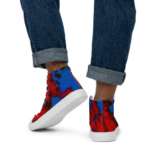 Red and Blue Men’s high top canvas shoes