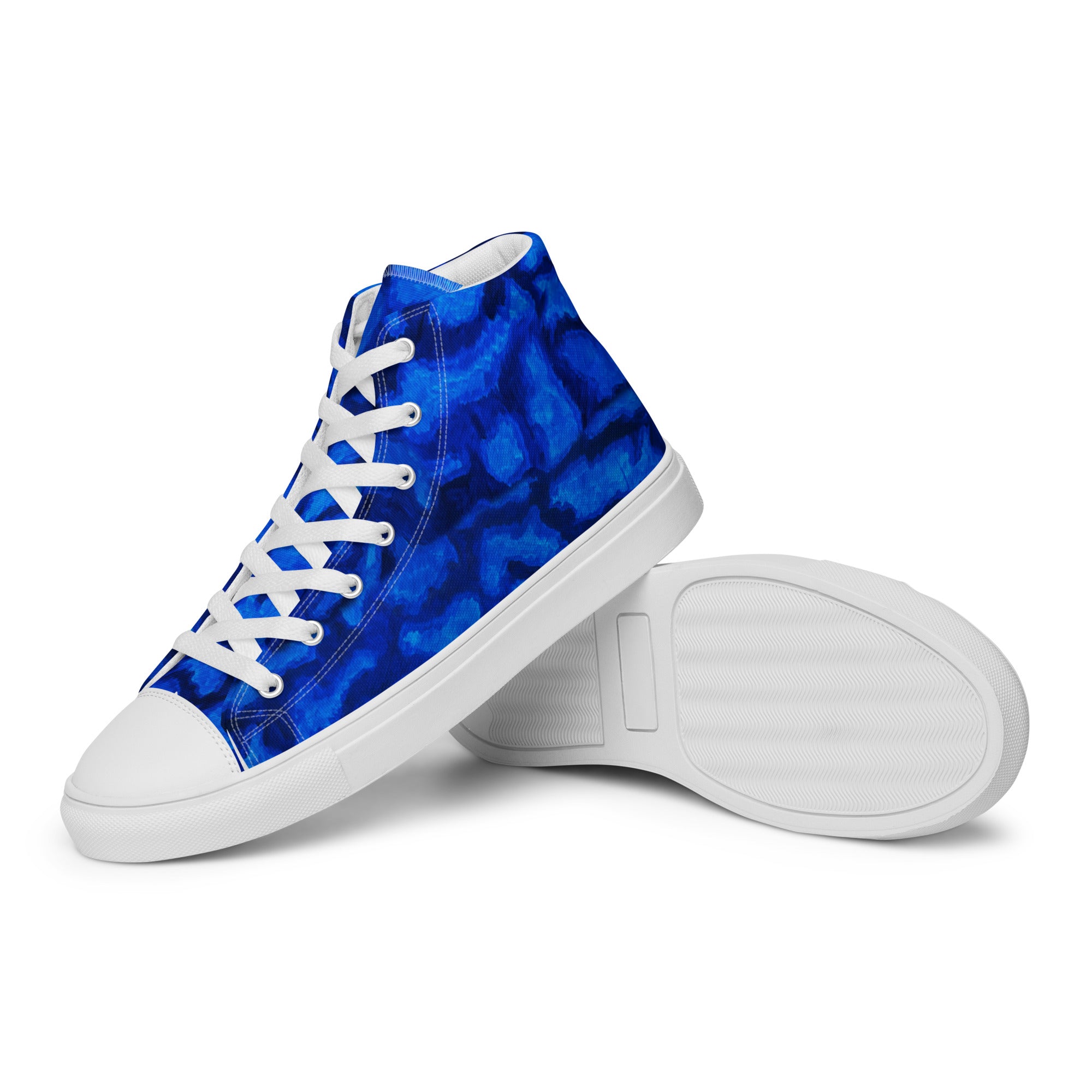 Blue Camo Men’s high top canvas shoes