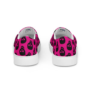 Pink Black Skull Men’s slip-on canvas shoes