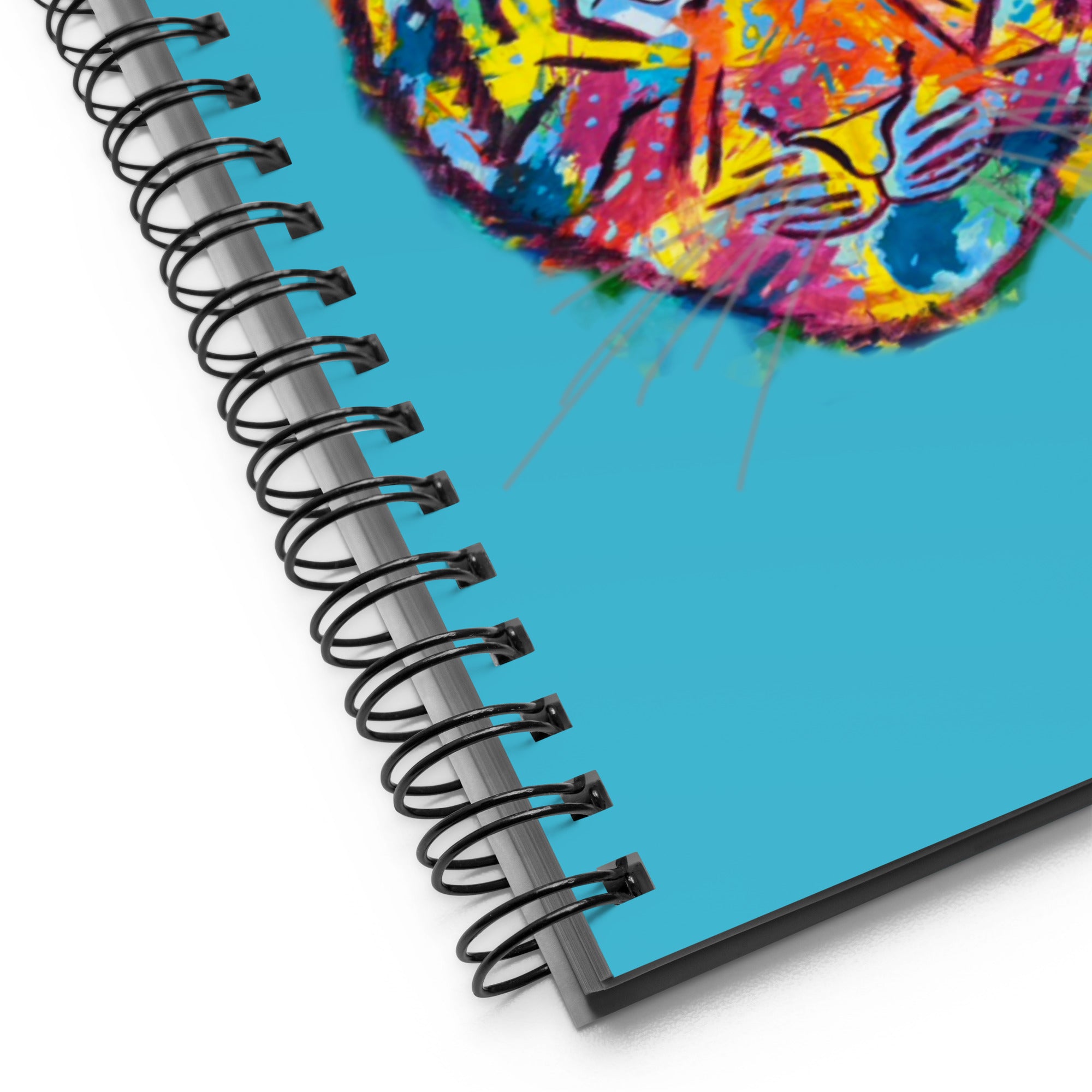 6 eyed rainbow tiger teal blue spiral notebook