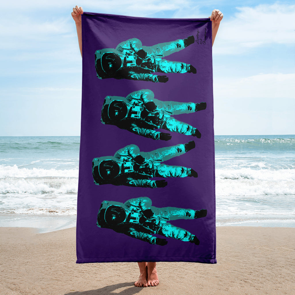 Teal Moonmen Purple Towel