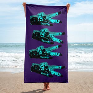 Teal Moonmen Purple Towel