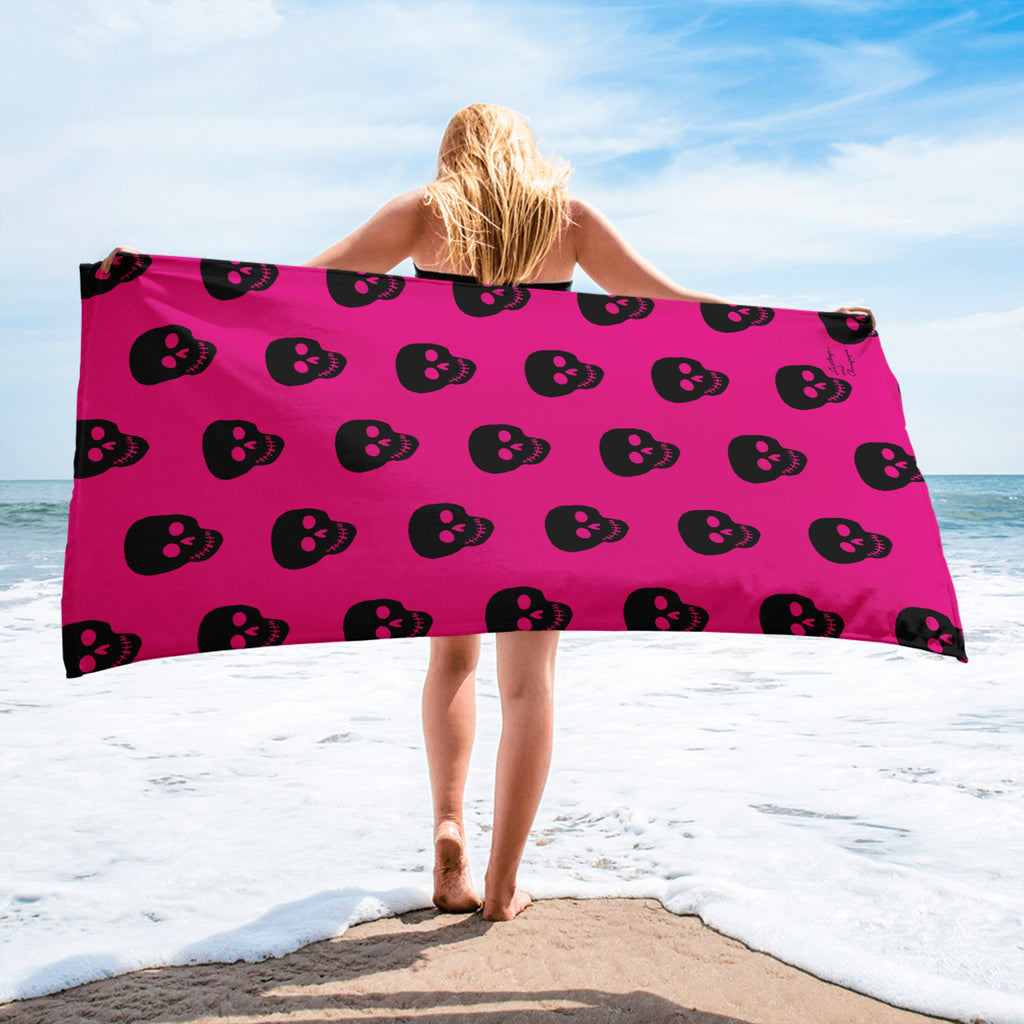 Pink Black Skull Towel