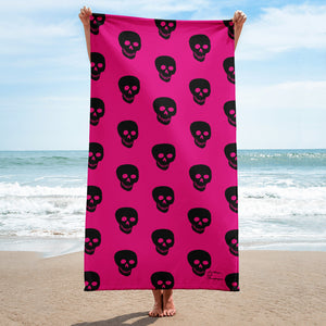 Pink Black Skull Towel
