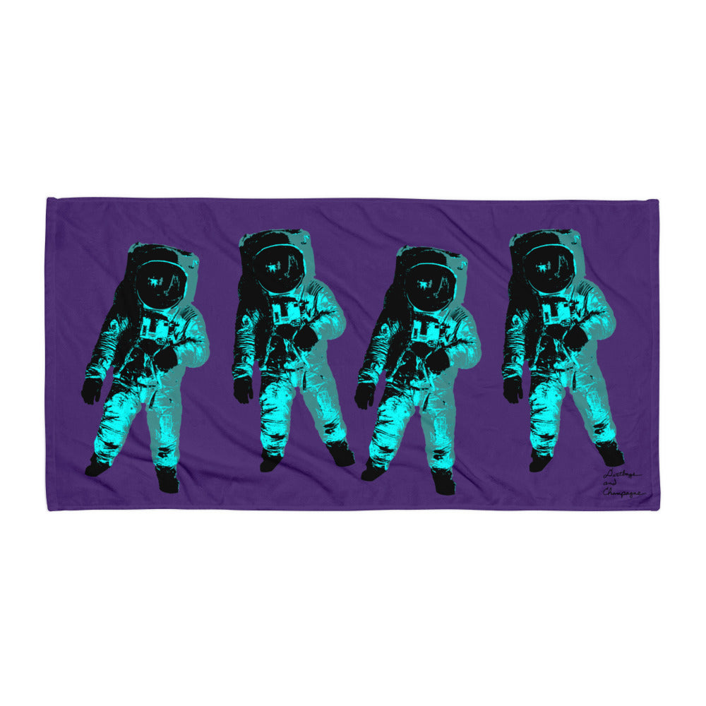 Teal Moonmen Purple Towel