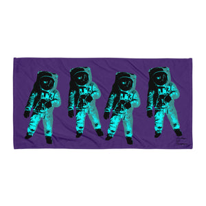 Teal Moonmen Purple Towel