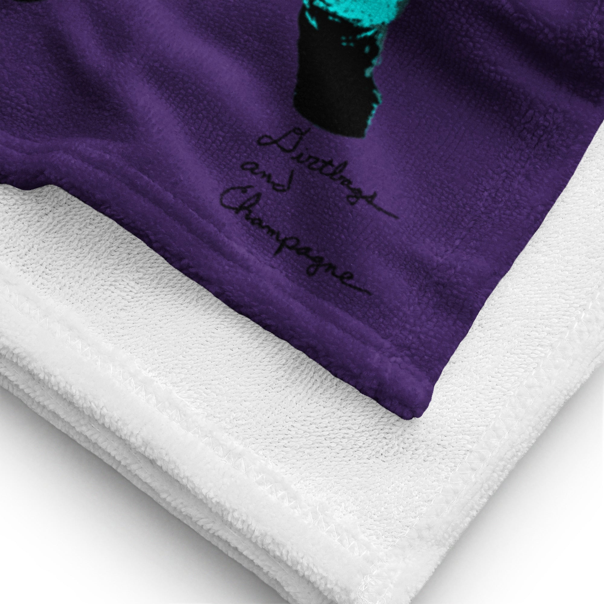 Teal Moonmen Purple Towel