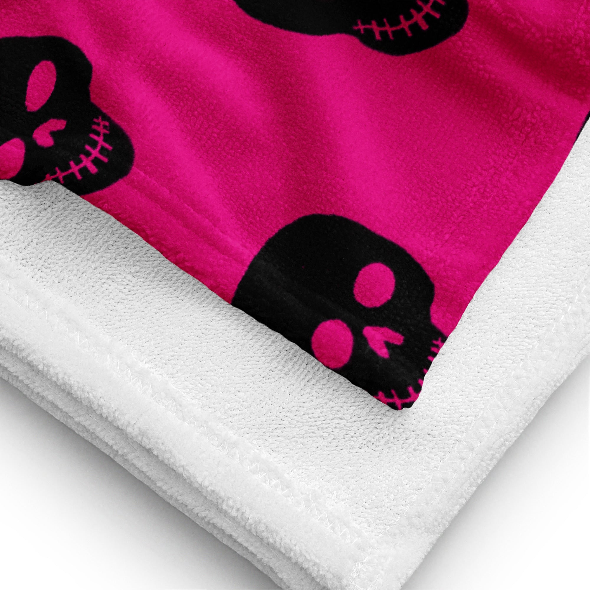 Pink Black Skull Towel