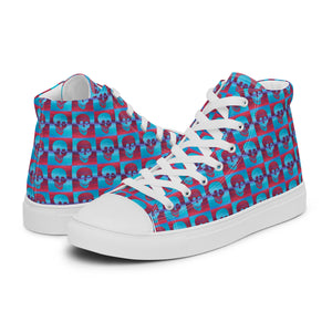 magenta cerulean skulls Women’s high top canvas shoes