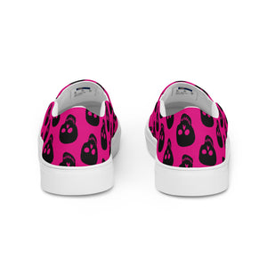 Pink Black Skull Women’s slip-on canvas shoes