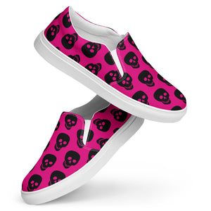 Pink Black Skull Women’s slip-on canvas shoes