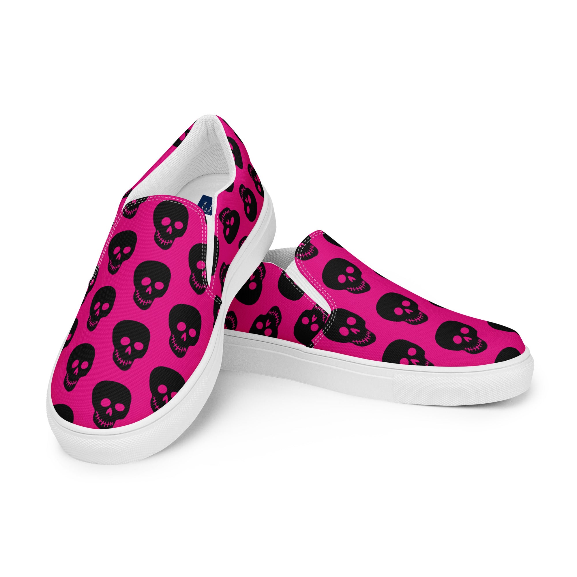 Pink Black Skull Women’s slip-on canvas shoes