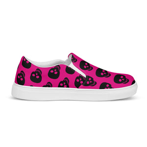 Pink Black Skull Women’s slip-on canvas shoes