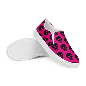 Pink Black Skull Women’s slip-on canvas shoes