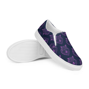 Navy Lavender Smiling Wolf Women’s slip-on canvas shoes
